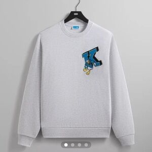 NWT Kith x Disney Donald Duck Varsity Vintage Nelson Crewneck Light Heather Grey